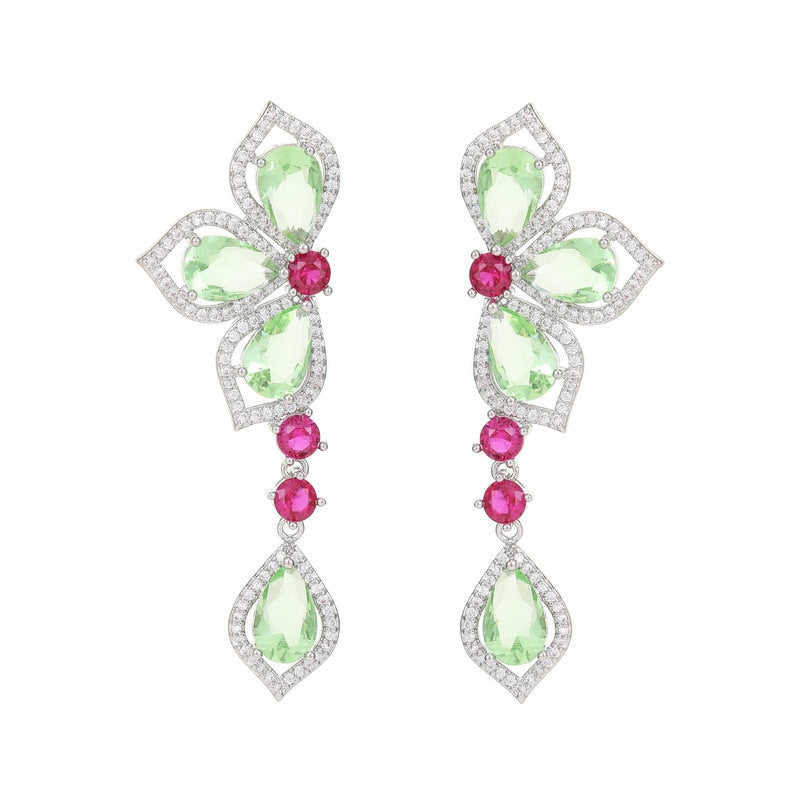 Cubic Zirconia Butterfly Dangle Earrings for Women - Elegant Wedding & Prom Jewelry LYHR02614 | Perfect for Bridal Accessories, Evening Parties & Special Occasions