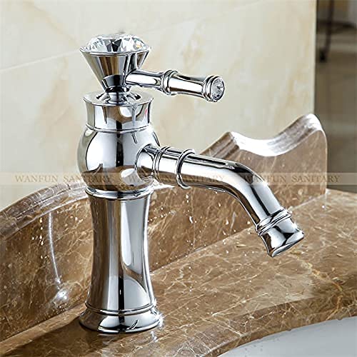 Classic Deck Mounted Single Handle Bathroom Faucet - Gold Brass or Chrome Finish - Hot & Cold Water Mixer Tap for Vanity Sink - Perfect for Modern & Traditional Bathroom Decor