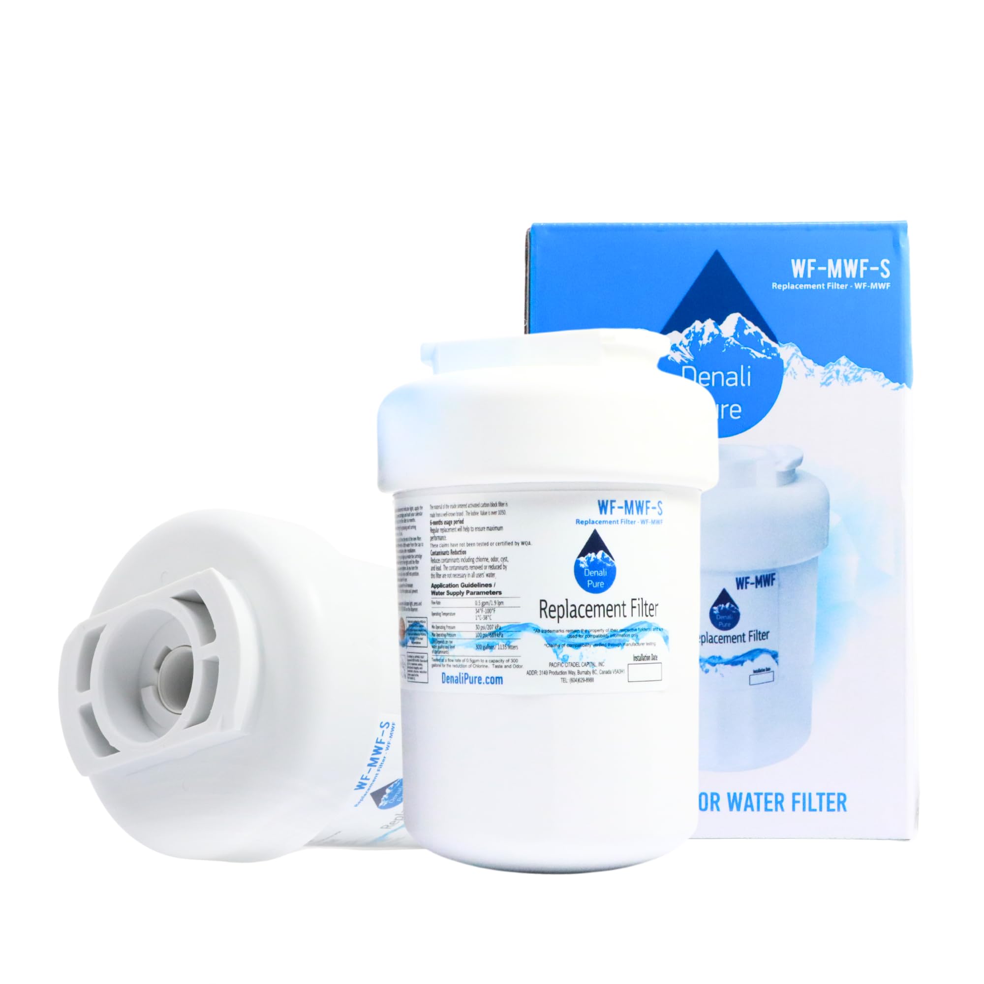 GE MWF MWFP Refrigerator Water Filter Replacement - Compatible with General Electric PFSS5PJYASS, NSF Certified for Clean Drinking Water - Perfect for Home Kitchen, Office, RV Fridge Use
