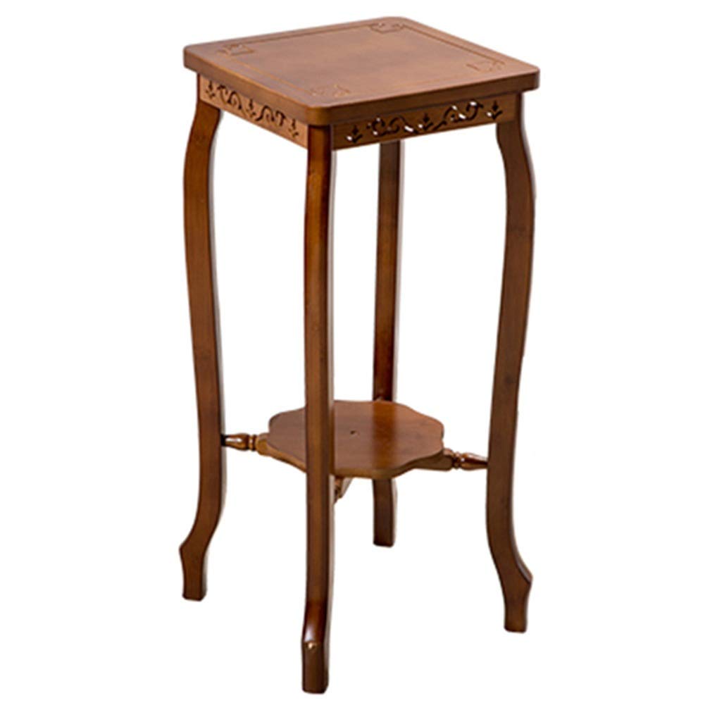 Vintage Bamboo Wooden Plant Stand - 2-Tier Floor Flower Pot Holder for Indoor Plants, Balcony & Living Room Decor (Brown, 28x28x66cm) - Perfect for Small Spaces, Home Gardening & Farmhouse Style Decor