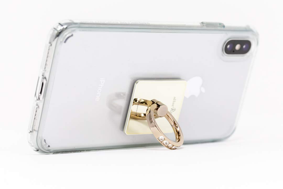 Charlotte Crystal Phone Ring Holder - 360° Rotating Finger Grip Stand for Smartphones (Light Gold) - Perfect for Watching Videos & Selfies