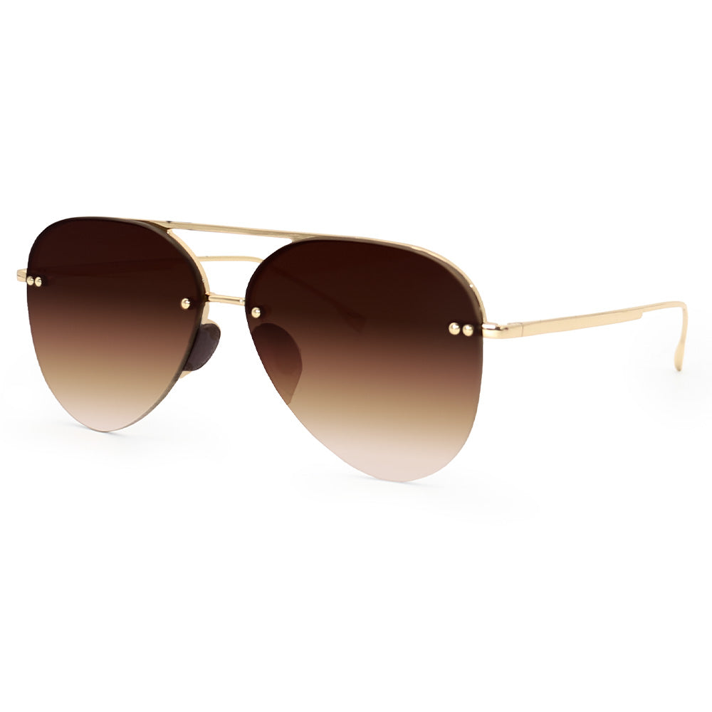 Tangle-Free Aviator Sunglasses for Women - Smaller Megan 2 Faded Brown - Perfect for Driving, Beach & Outdoor Activities