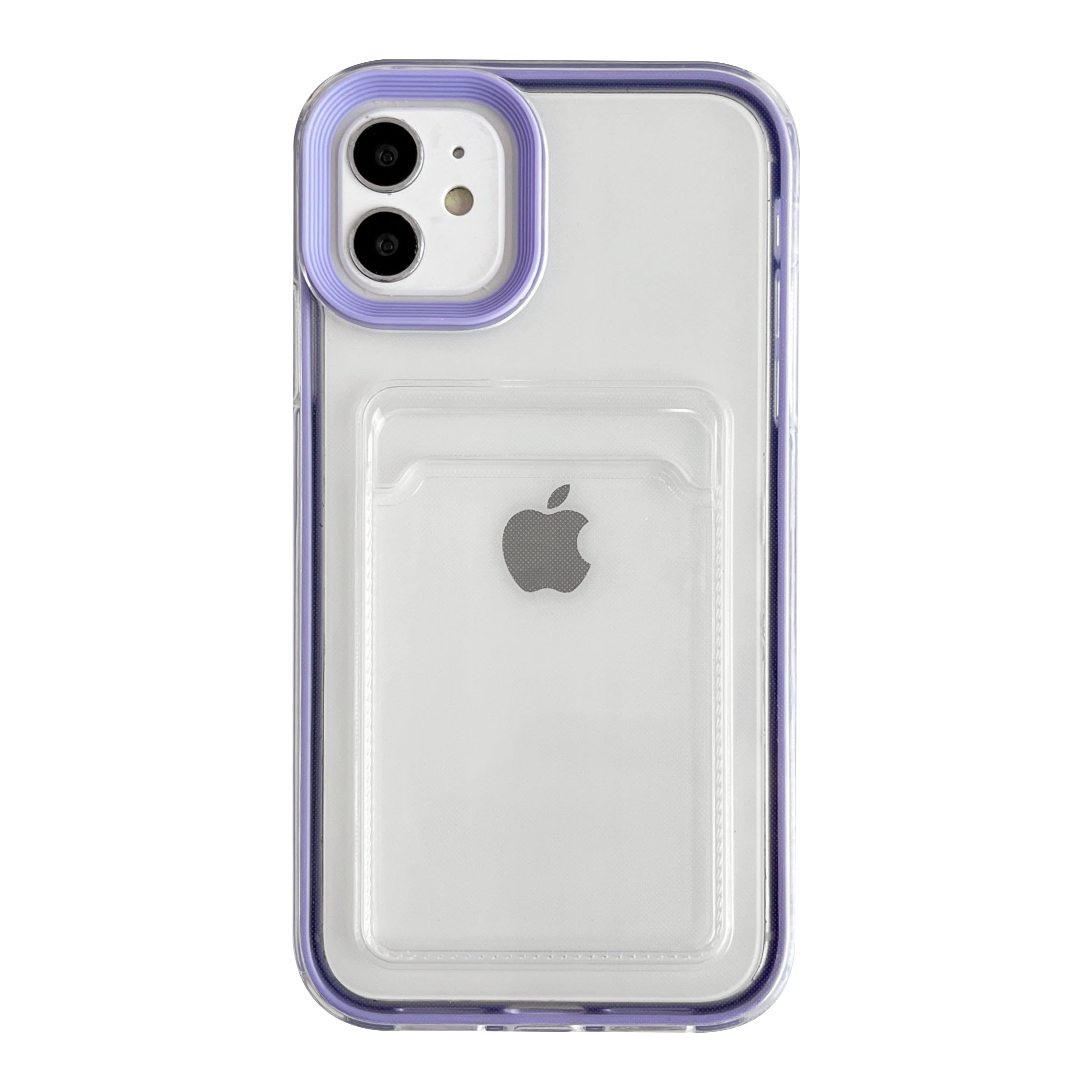 Caseative Shockproof Clear Soft iPhone 11 Case with Candy Color Card Holder - Purple Protective Phone Cover for Women & Girls | Perfect for Everyday Use, Shopping, and Travel