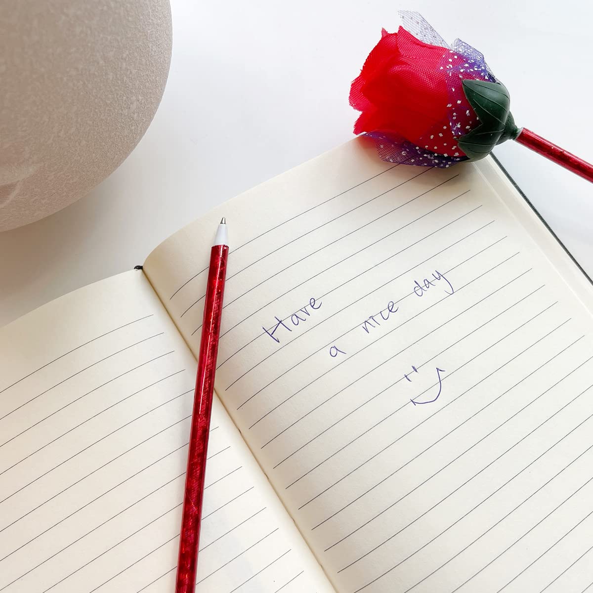 Allydrew Rose Flower Ballpoint Pens - 12 Pack Novelty Writing Pens for Office, School, Valentine's Day, Mother's Day Gifts & Party Favors - Perfect for Journals, Note Taking, Gift Giving & Special Occasions