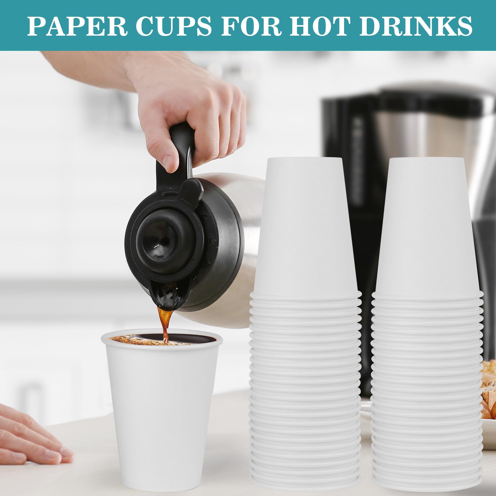 1000 Pack 10 oz Disposable Paper Coffee Cups for Hot & Cold Drinks - Bulk White Paper Cups for Office, Party, Home, Travel, Cafes | Perfect for Coffee Shops, Office Break Rooms & Outdoor Events