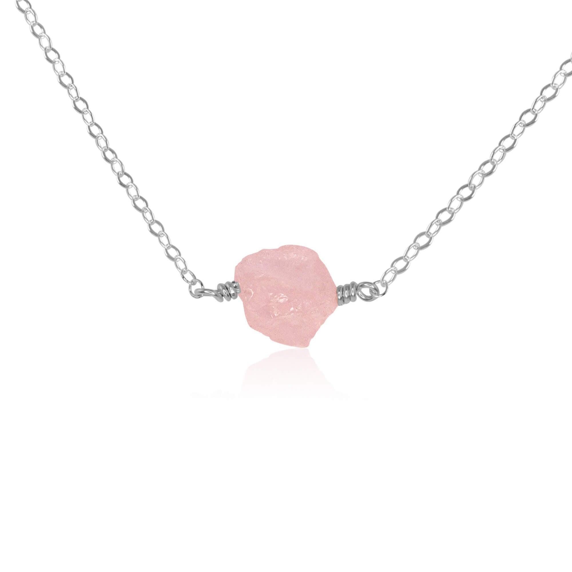 Raw Rose Quartz Crystal Nugget Necklace - Natural Healing Stone Jewelry for Women, Chakra Balancing, Spiritual Gift | Perfect for Meditation, Yoga & Everyday Wear