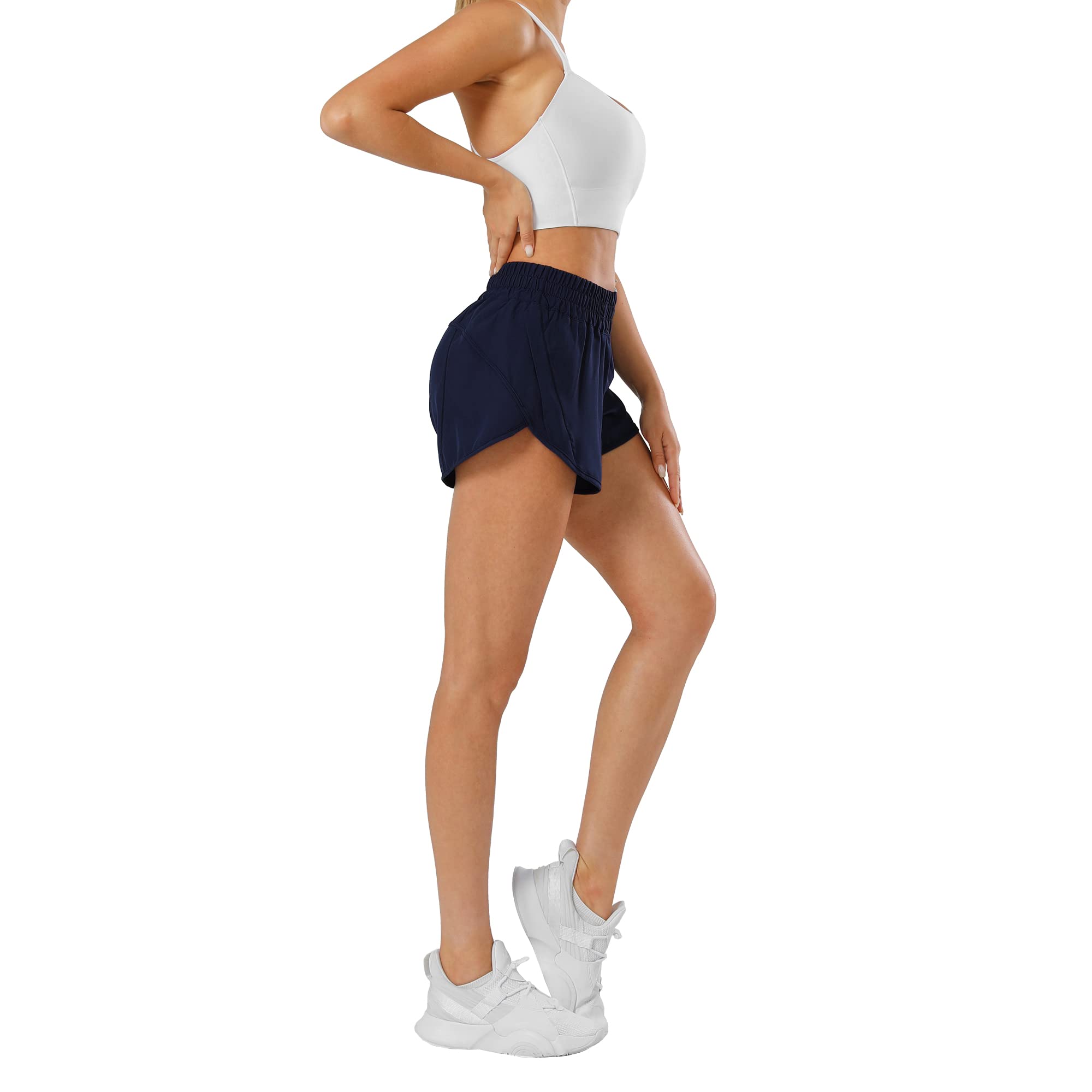 Aurefin Women's Quick Dry Athletic Shorts - Elastic Waist Running Shorts with Zip Pockets for Workout, Sports & Active Lifestyle | Perfect for Gym, Jogging and Outdoor Activities