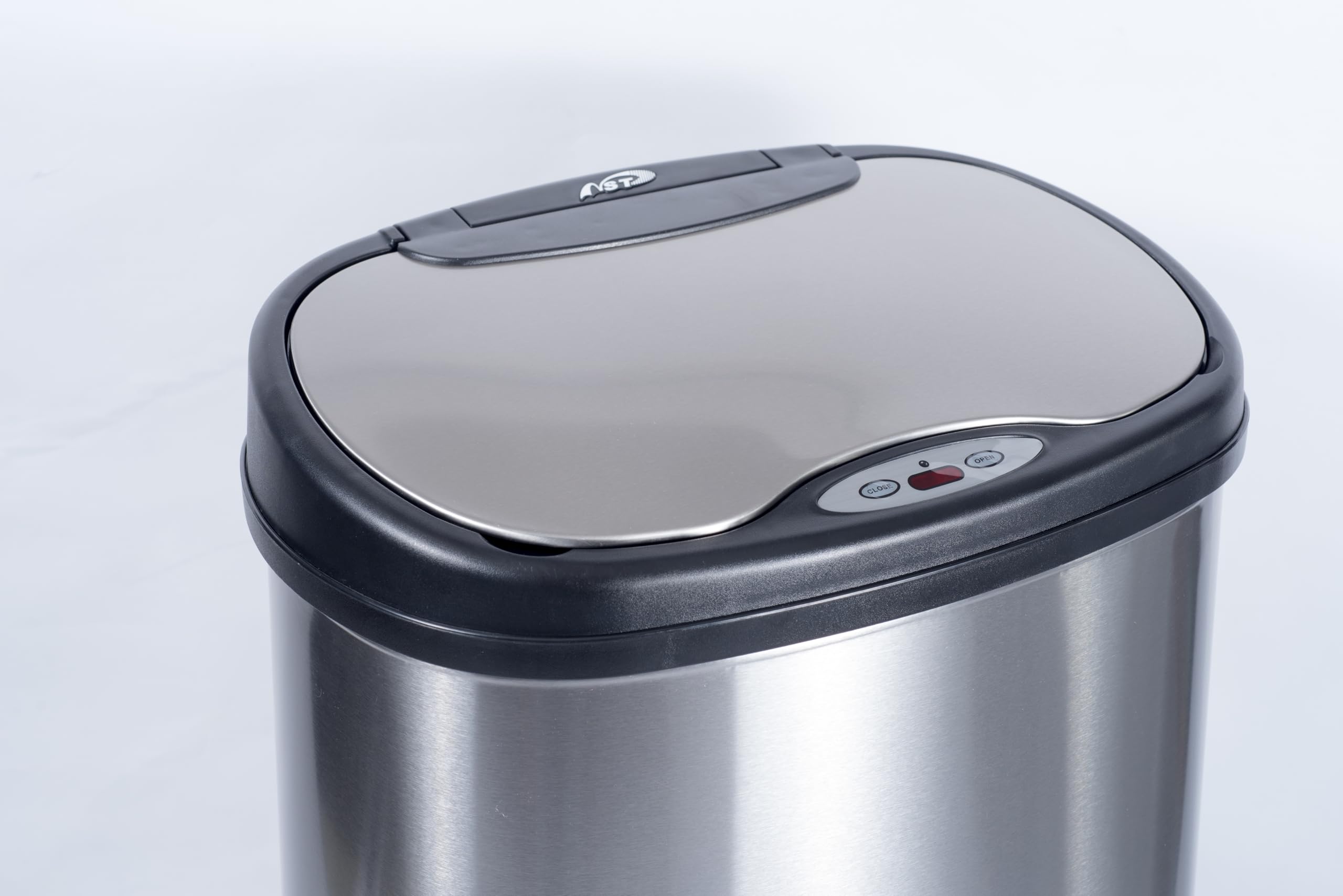 NINESTARS Automatic Touchless Infrared Motion Sensor Trash Can Combo Set - 13 Gal (50L) & 3 Gal (12L) Stainless Steel Waste Bin with Silver/Black Lid for Kitchen, Bathroom, Office - Hands-Free Motion Activated Garbage Can