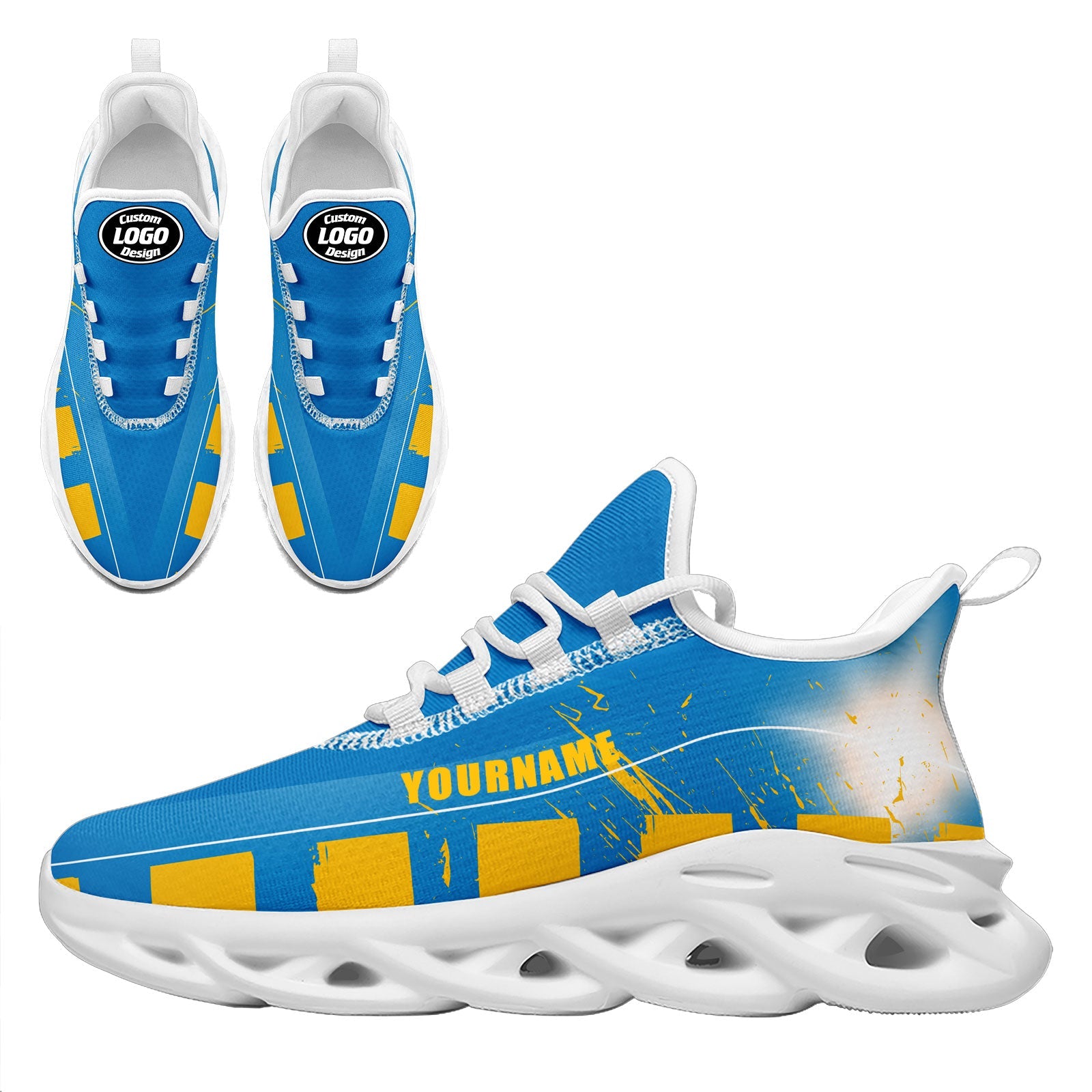 Custom Blue & Yellow Los Angeles Maxsoul Sneakers - Personalized Basketball Shoes FN003 D020260 for Men & Women - Perfect for Streetwear Fashion and Urban Lifestyle