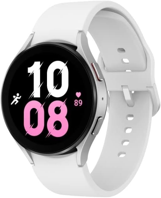 Samsung Galaxy Watch 5 44mm Bluetooth Smartwatch - Body, Health & Fitness Tracker with Sleep Monitoring | Improved Battery Life & Sapphire Crystal Glass | Enhanced GPS Tracking | US Version (Renewed, Silver) | Perfect for Workouts, Running & Daily Activity Tracking