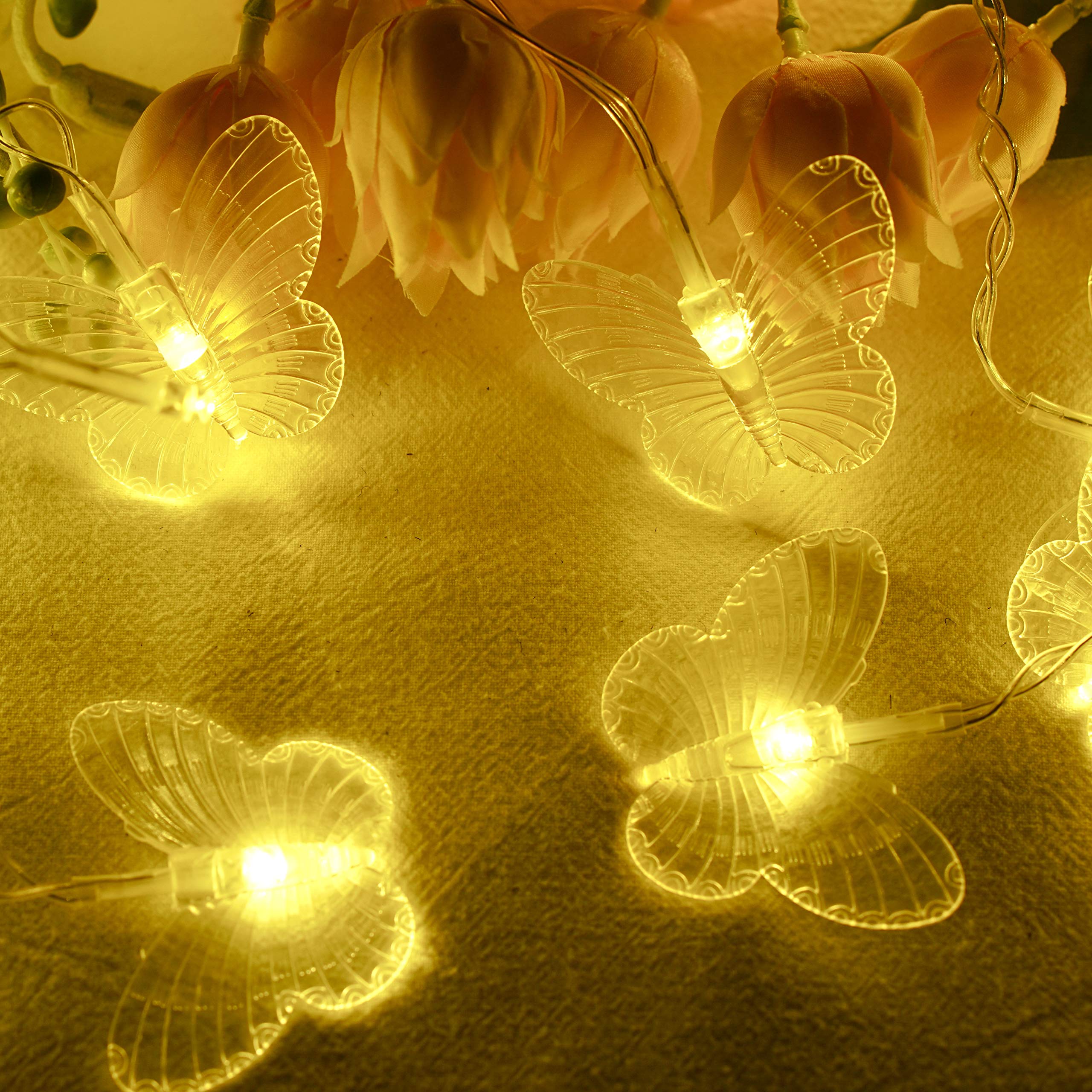 Butterfly Fairy String Lights - 120 LED 19.7ft USB Plug-in with Remote, 8 Lighting Modes & Timer, Waterproof Copper Wire - Warm White Twinkle Lights for Bedroom, Patio, Christmas, Wedding, Party, Dorm Decor - Perfect for Romantic Ambiance & Holiday Lighting