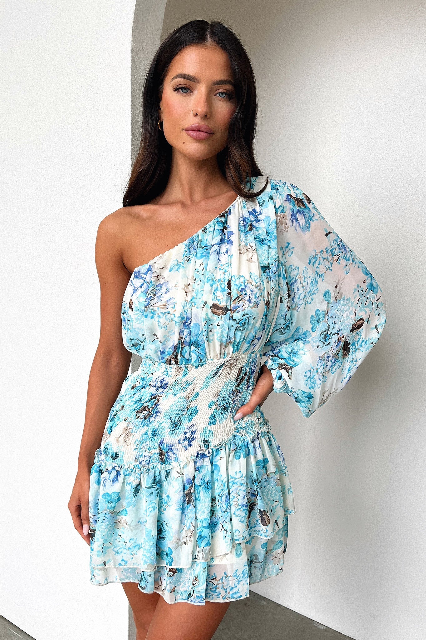 Katina Mini Dress - Dark Blue Floral Print Summer Dress for Women | Casual & Party Wear | Perfect for Beach, Vacation, and Date Nights
