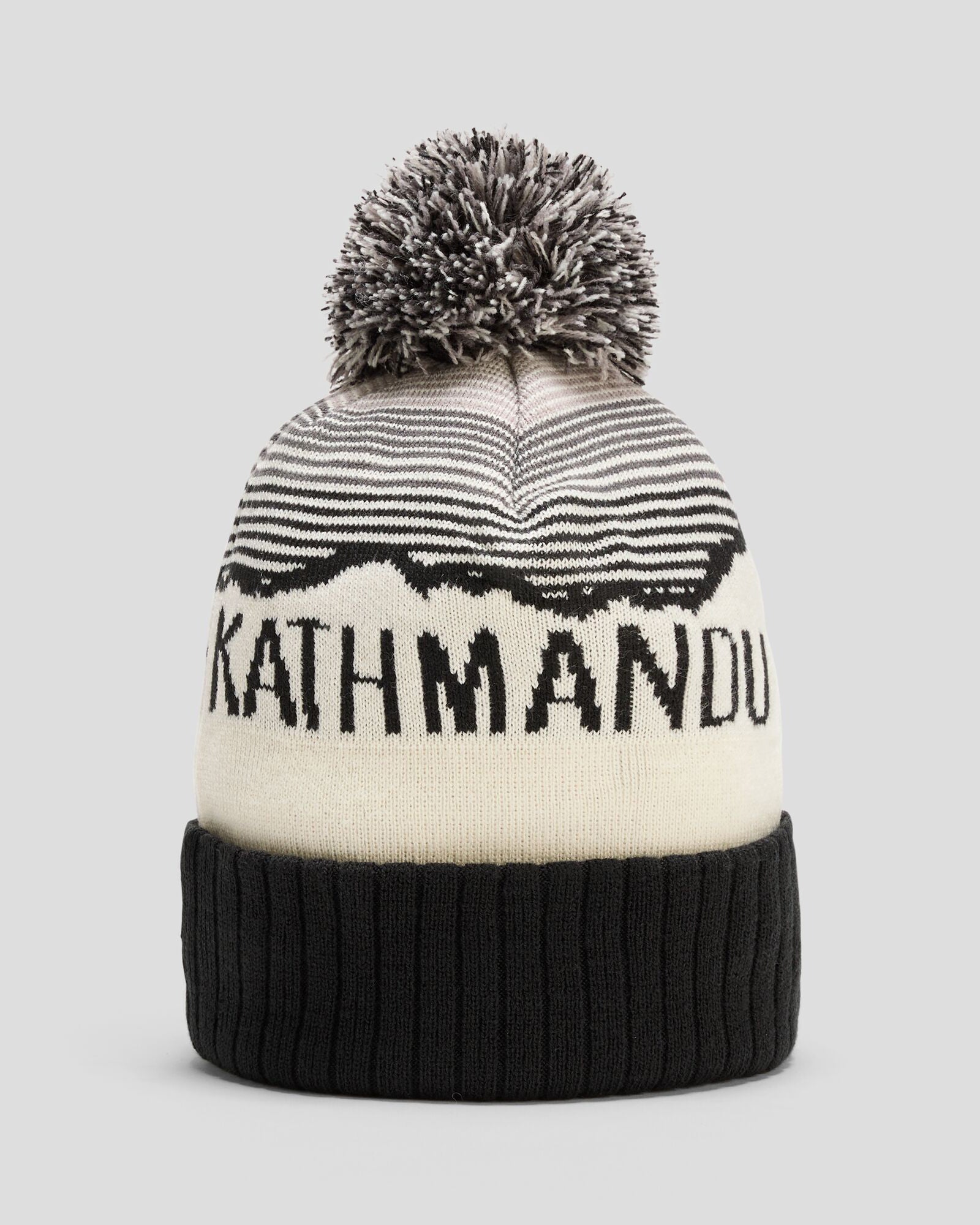 MTN Skies Pompom Beanie - Soft Winter Knit Hat for Women & Men - Black, White, Grey - Cozy Outdoor Accessory for Skiing, Snowboarding & Cold Weather