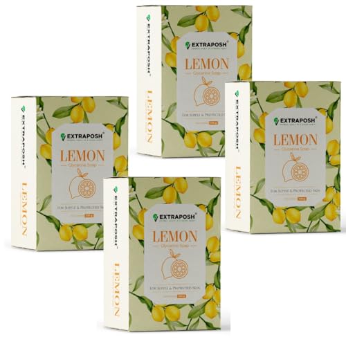 EXTRAPOSH Lemon Soap Bar - 4 Pack of Natural Handmade Soaps for Refreshing Skin Care - Perfect for Daily Use, Gifts & Spa Days