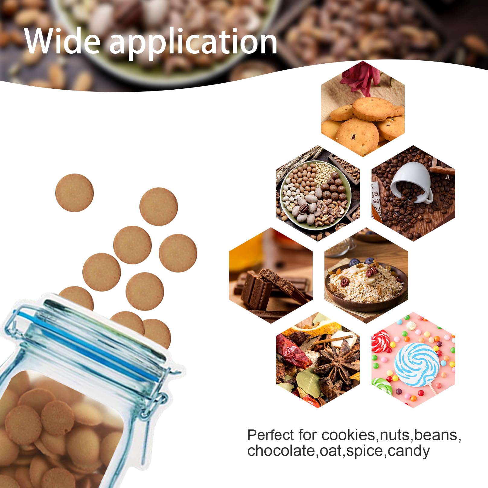 Enkrio 30Pcs Reusable Mason Jar Zipper Bags - Food Storage Snack Bags for Kitchen, Travel, Camping & Picnic - Airtight & Portable (5 Small, 8 Medium, 12 Large, 5 Tall) - Perfect for Meal Prep, School Lunches & On-the-Go Snacks