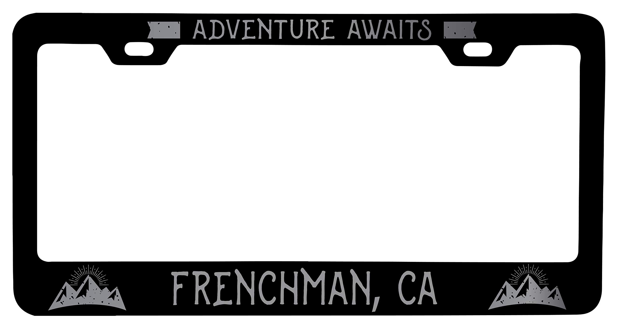 R and R Imports Frenchman California Laser Etched Vanity Black Metal License Plate Frame - Durable Car Accessory for Personalization & Gift Giving