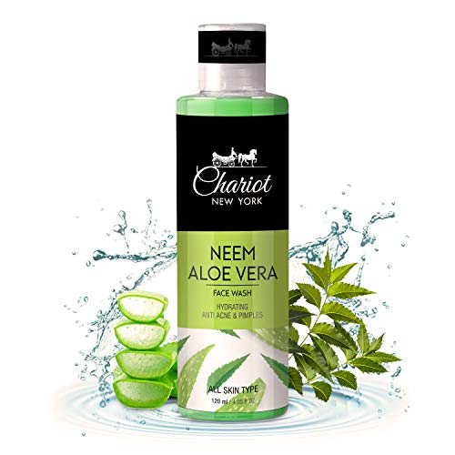 Chariot New York Neem & Aloe Vera Face Wash 120ml - Natural Cleanser for Acne & Sensitive Skin - Daily Skincare Routine for Men & Women