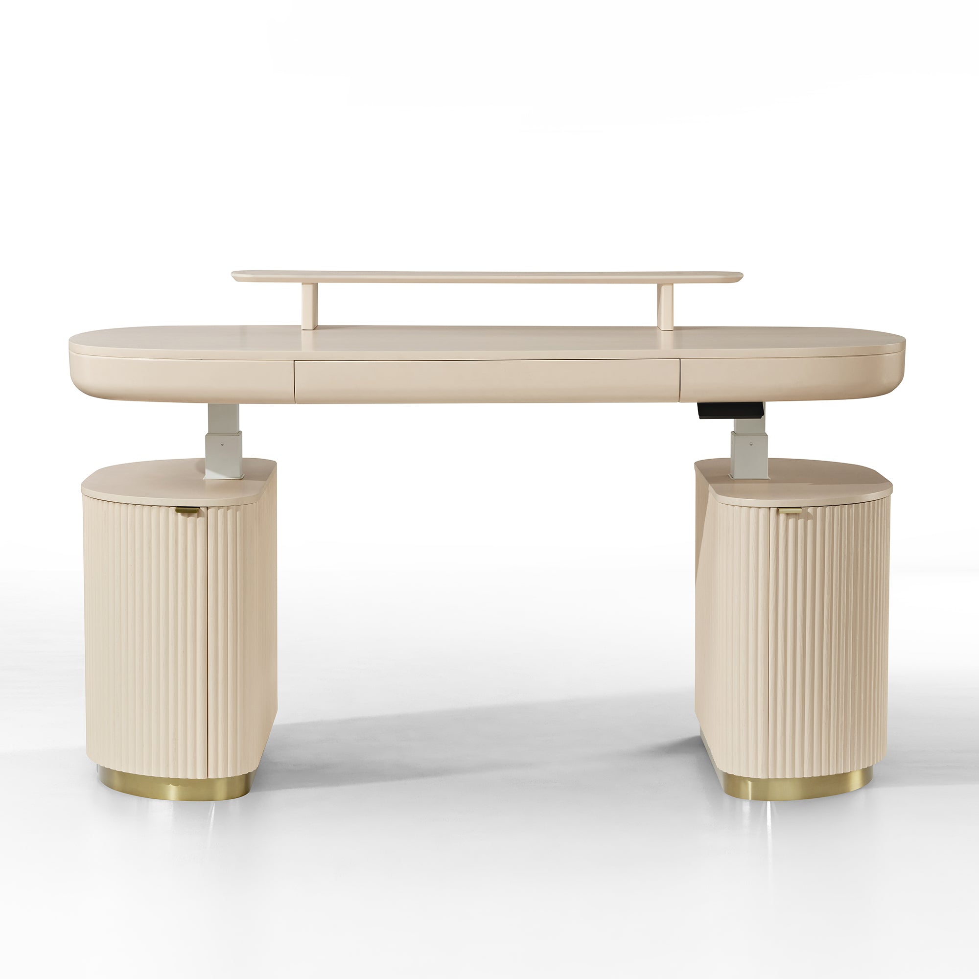 Premium Opal Oval Executive Standing Desk with Storage - 66