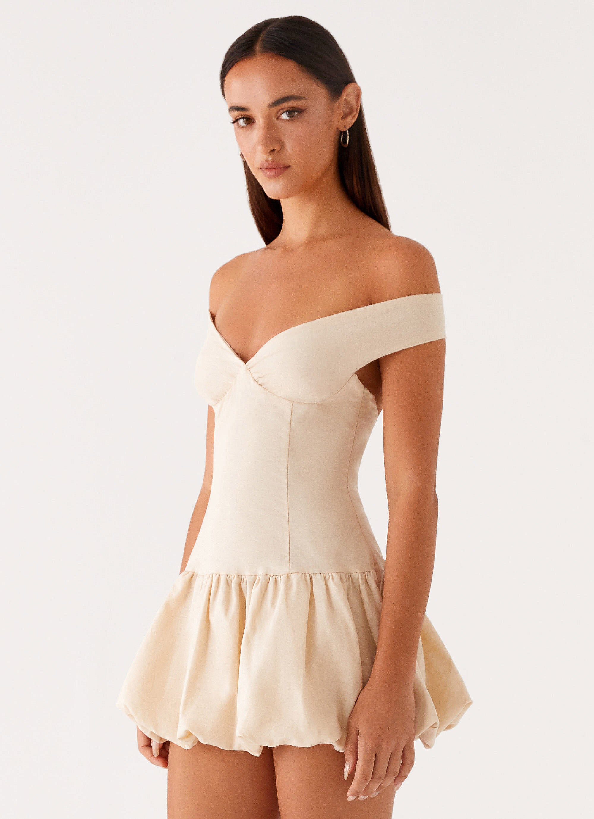 Endless Romance Off Shoulder Mini Dress - Flirty Butter Yellow Summer Dress for Date Night & Beach Vacation | Women's Fashion