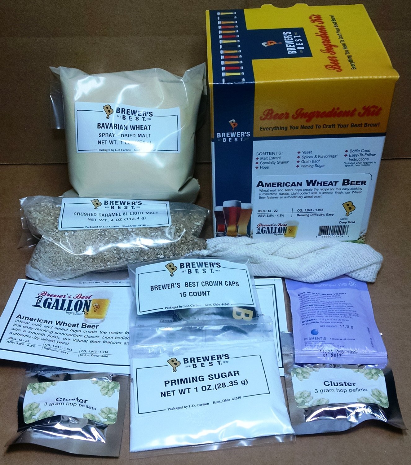 Brewer's Best 1 Gallon Home Brew Beer Kit - American Wheat Beer | Complete Starter Kit for Beginners | Perfect for Small Batch Brewing & DIY Beer Making at Home