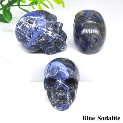 2 Pack Hand Carved Skull Statues - Natural Healing Crystal Stones for Home Decor, Wicca Energy & Chakra Healing - Unique Spiritual Gift for Meditation & Yoga Spaces