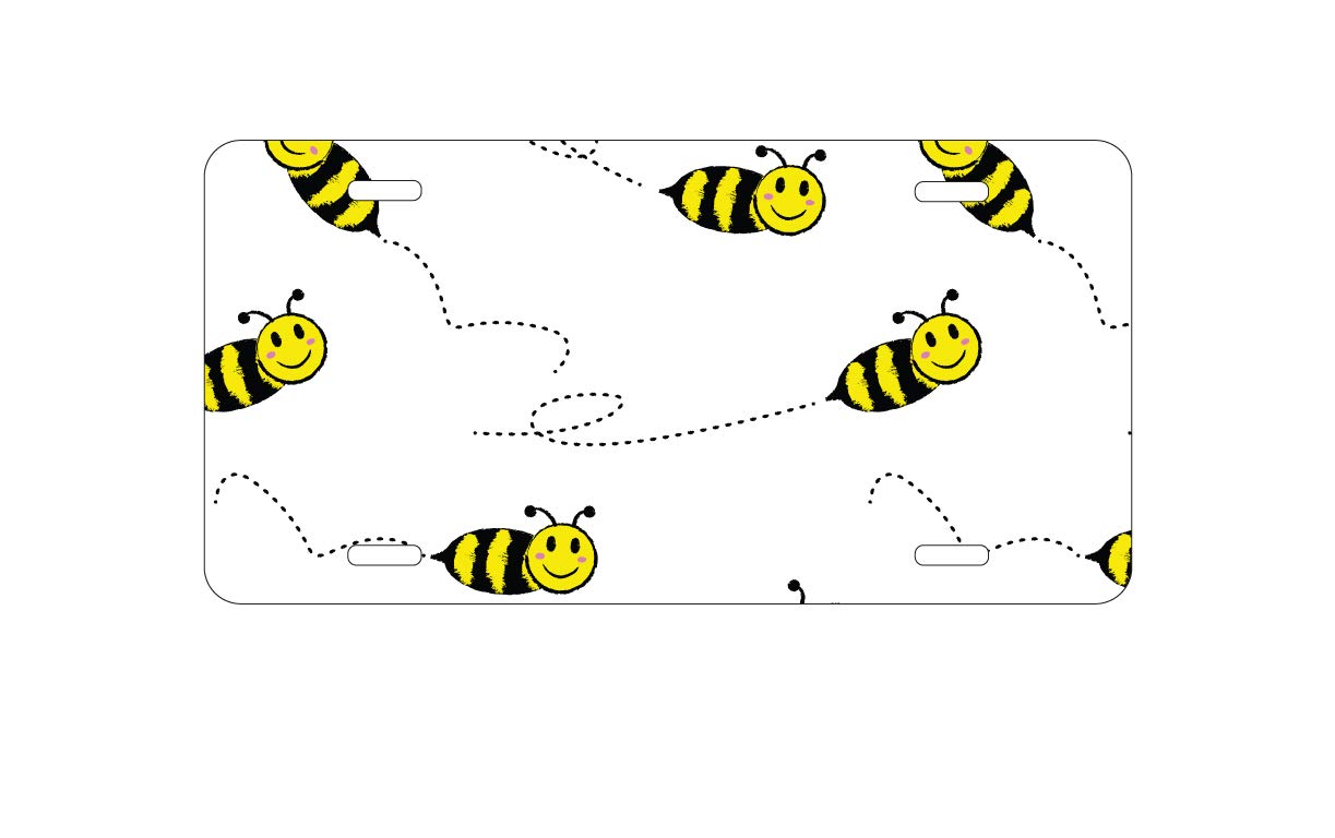 Custom Aluminum Vanity License Plate with Repeating Bumble Bees Design - Personalized Front Car Plate for Vehicles, Trucks & SUVs - Perfect for Car Enthusiasts, Gifts & Custom Auto Accessories
