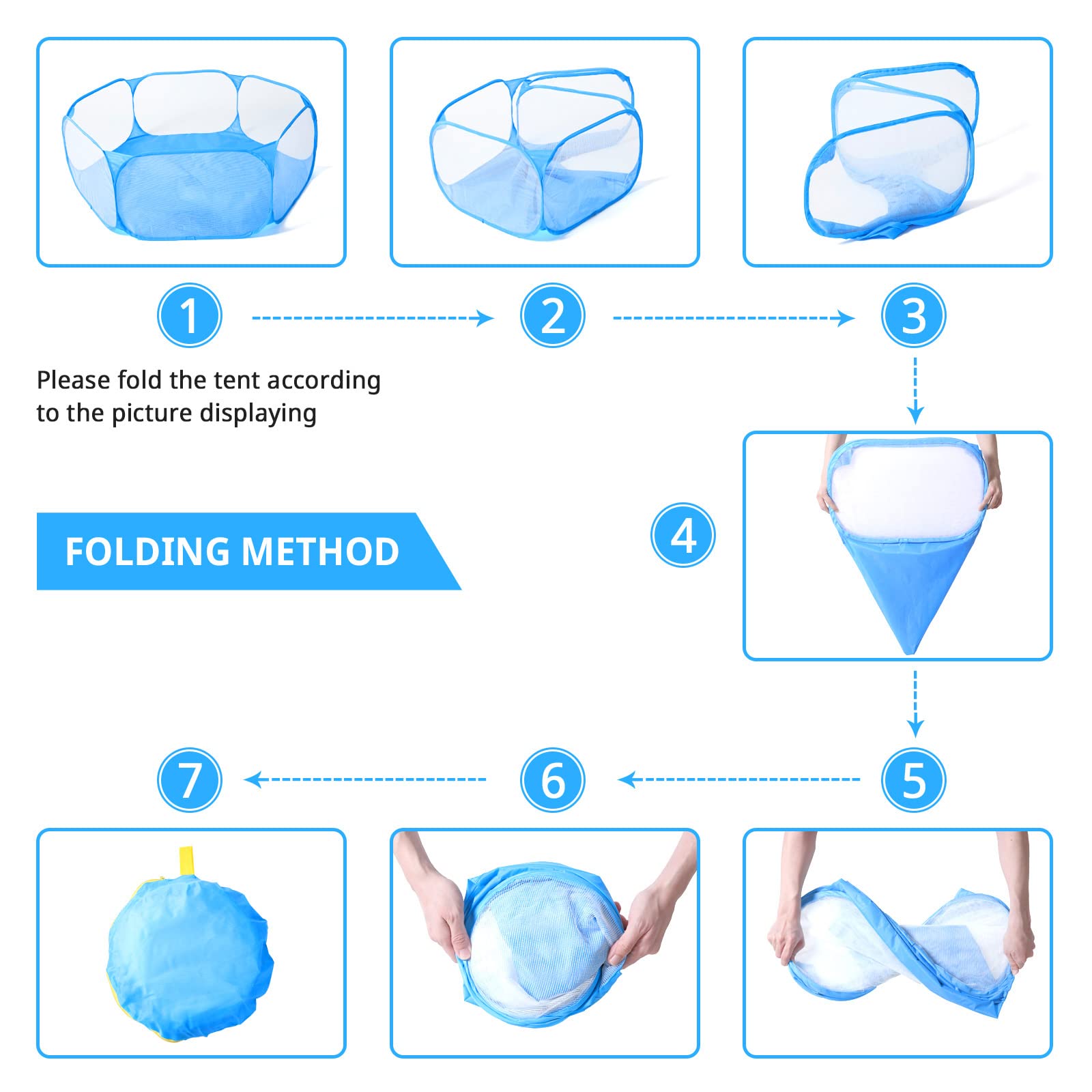 STARBOLO Kids Ball Pit Play Pool - Foldable Play Tent for Boys & Girls, Indoor Outdoor Toy Ball Pit with Carry Bag, Perfect for Birthday Parties, Daycare, Playroom & Backyard Fun (Blue)