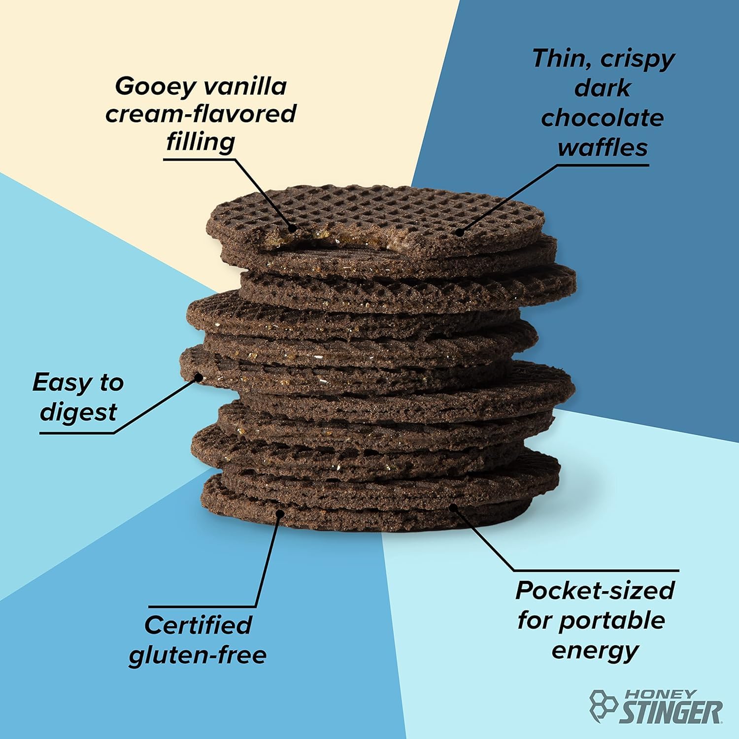 Honey Stinger Gluten Free Energy Waffles - 3 Flavor Variety Pack (9 Count) | Organic Honey Waffle Snacks for Cycling, Hiking & Running | Quick Energy Boost for Athletes