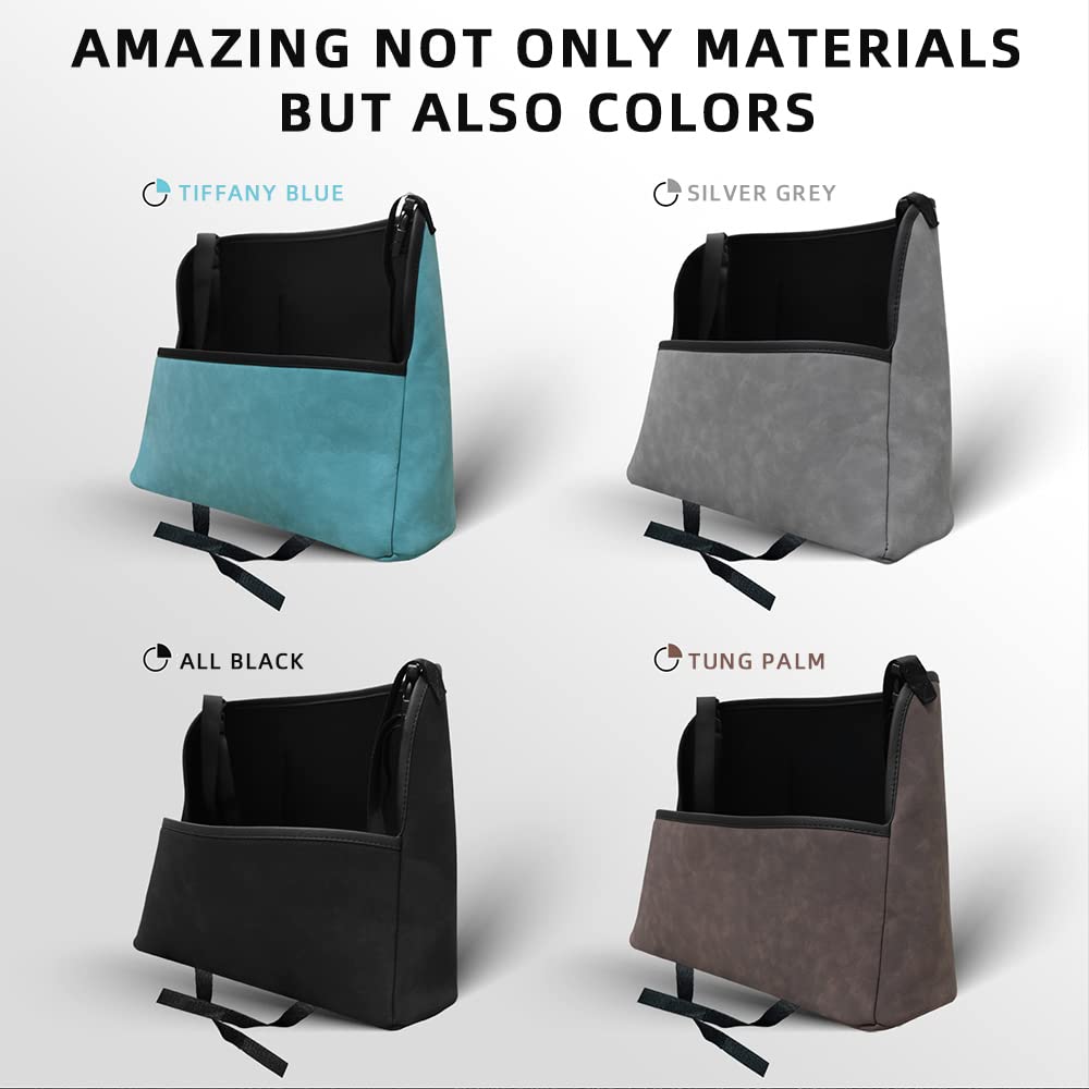 Premium Suede Car Seat Storage Organizer - Large Capacity Adjustable Center Console Bag for Vehicles (Grey) | Perfect for Road Trips, Daily Commutes & Family Travel Accessories