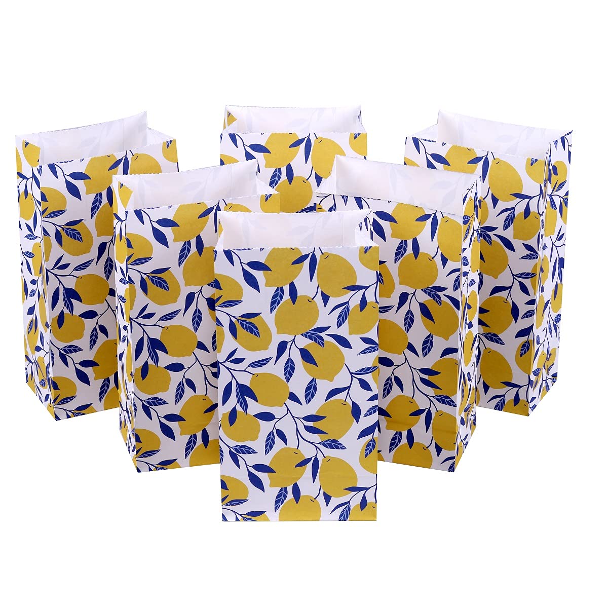 Ysmile 10-Count Lemon Party Favor Gift Bags - Small Paper Goodie Bags for Kids Birthday Treats, Baby Showers & Classroom Celebrations