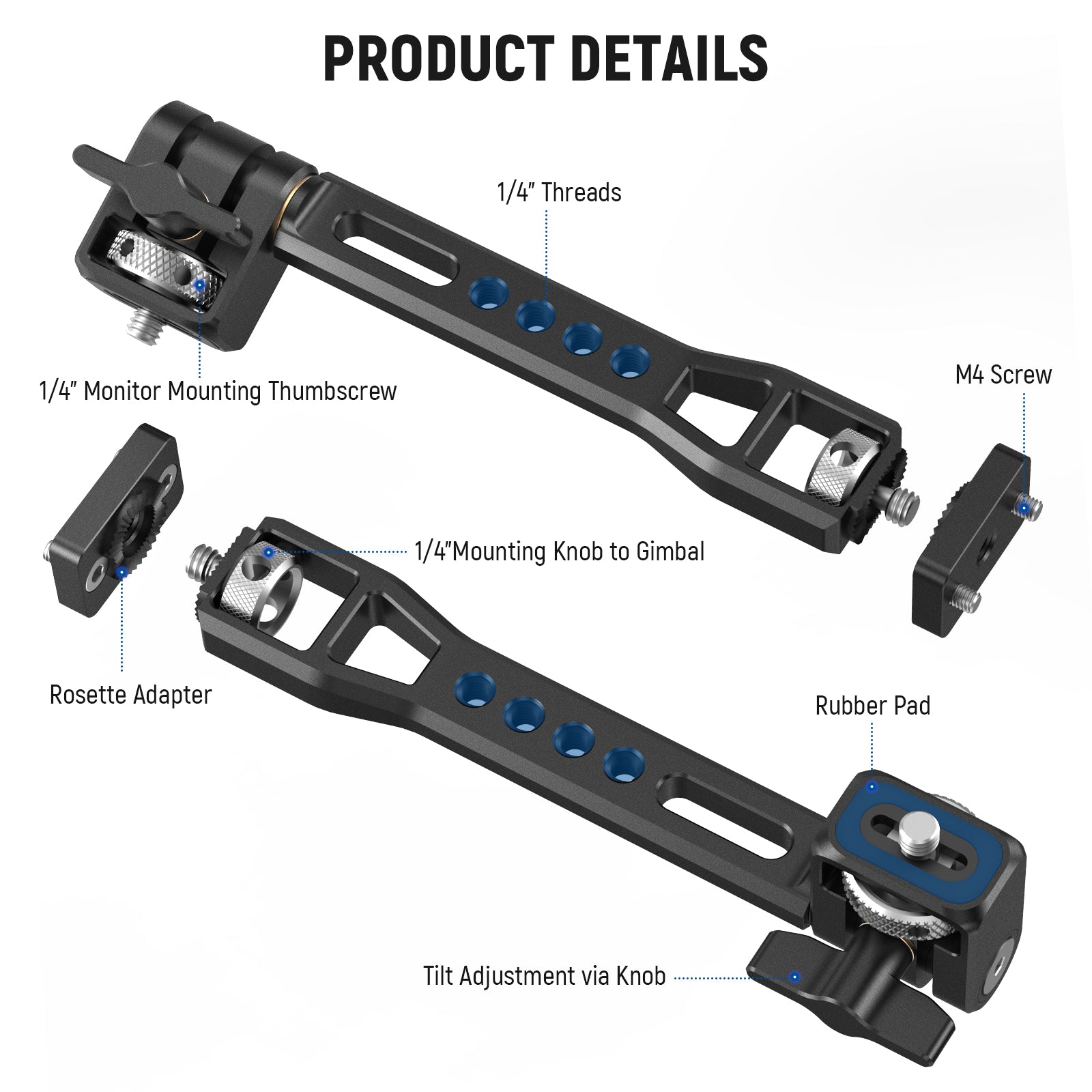 NEEWER GA005 Adjustable Field Monitor Mount for Gimbal Stabilizer - Universal Camera Monitor Holder for DSLR, Mirrorless, Video - Perfect for Filmmaking, Vlogging & Live Streaming