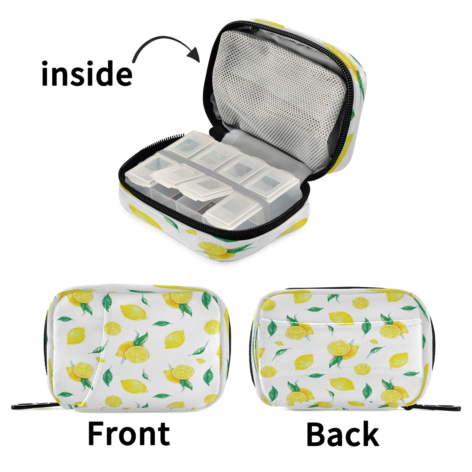 Yellow Lime Tree Vitamin Pill Organizer - 7-Day Medicine Container Case & Supplement Holder for Daily Use | Perfect for Travel, Work, and Home Organization