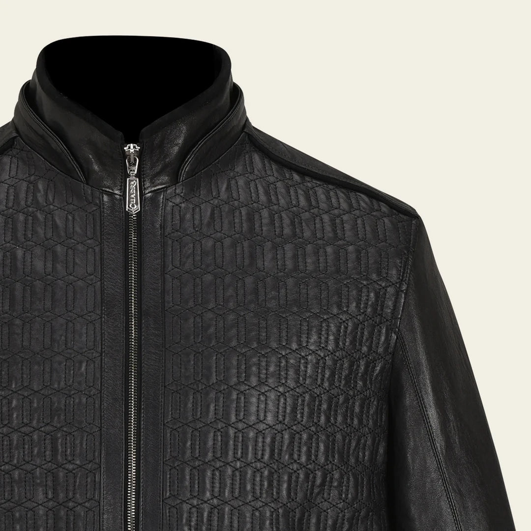 Men's Cuadra Black Leather Jacket - Stylish Casual Fashion Dress Coat for Everyday Wear | Perfect for Outings, Dates & Nightlife