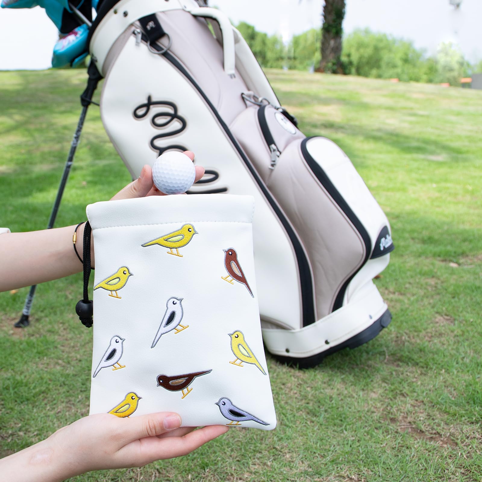 Premium Leather Golf Valuables Pouch with Drawstring Closure - Portable Golf Accessories for Tees, Balls & Personal Items - Perfect for Golf Course, Travel & Outdoor Sports