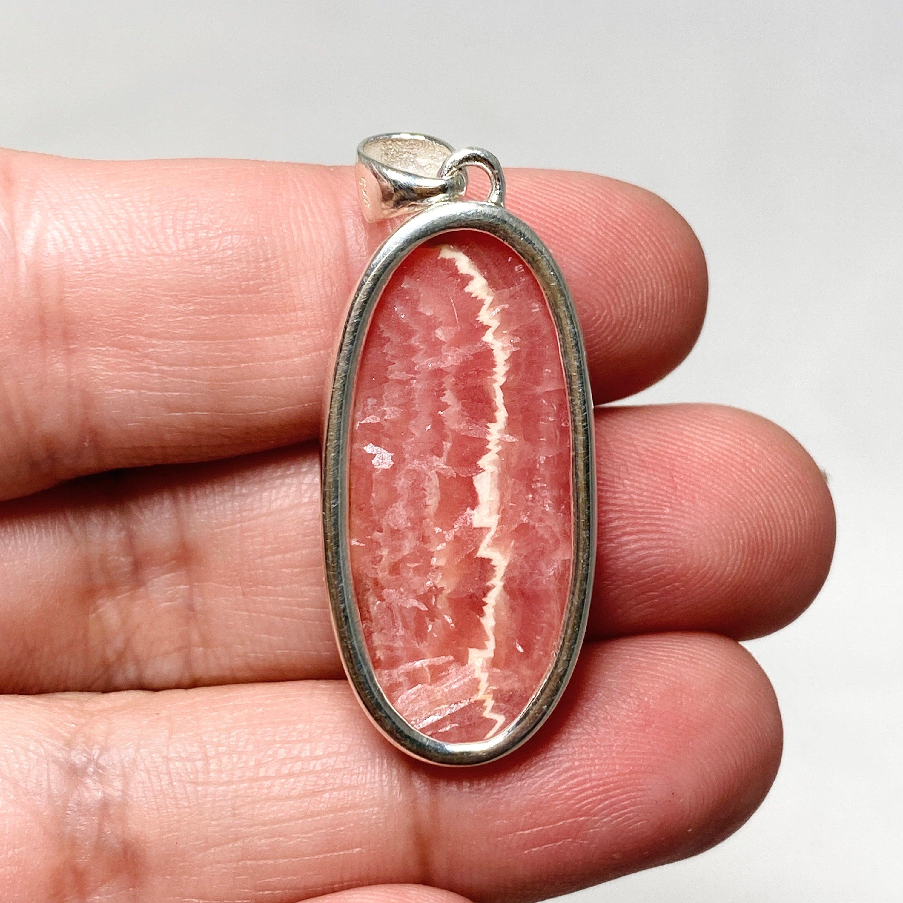 Natural Rhodochrosite Oval Pendant Necklace KPGJ4319 - Elegant Gemstone Jewelry for Women, Perfect for Gifts & Special Occasions