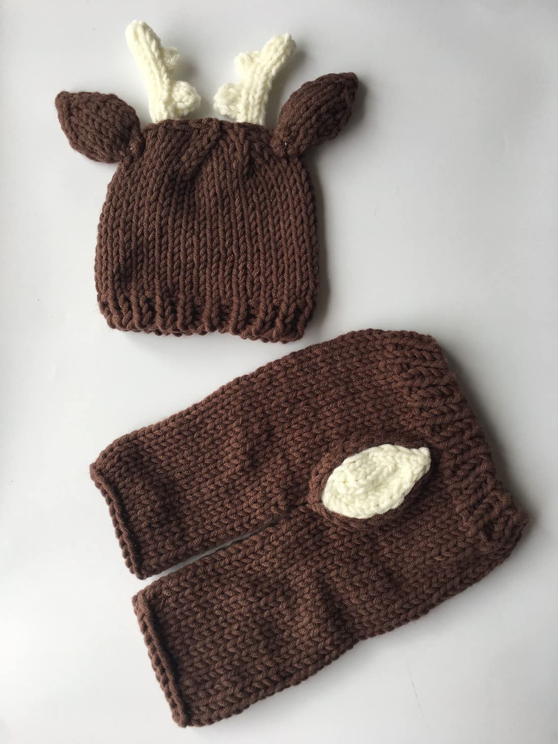 Pinbo® Newborn Baby Photography Props - Soft Crochet Knitted Deer Hat & Pants Set for Newborns - Perfect for Baby Shower, Photo Shoot, and First Birthday Outfits