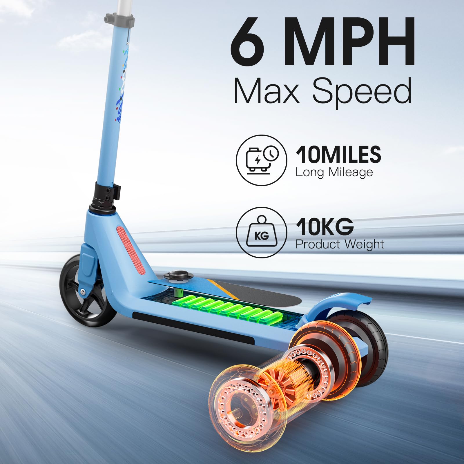 Electric Scooter for Kids Ages 6-10 - Adjustable Speed & Height Kick Scooter with LED Wheel & Deck Lights - Perfect for Commuting to School, Park Rides & Neighborhood Fun