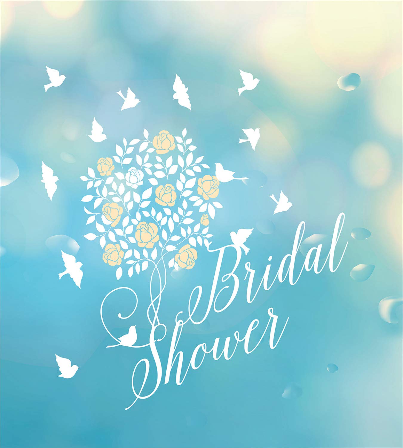 Ambesonne Bridal Shower Duvet Cover Set - Twin Size 2-Piece Set with Sunny Sky, Birds & Floral Design for Bride Party Celebration | Includes 2 Duvet Covers & 2 Pillowcases in Sky Blue, Cream & White | Perfect for Wedding Guest Room, Honeymoon Suite & Bridal Party Decor