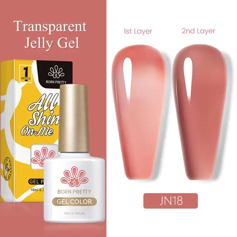 Born Pretty Jelly Nude Gel Polish - Long Lasting Soak Off UV LED Nail Polish for Salon & Home Manicure - Perfect for Weddings, Parties & Everyday Wear