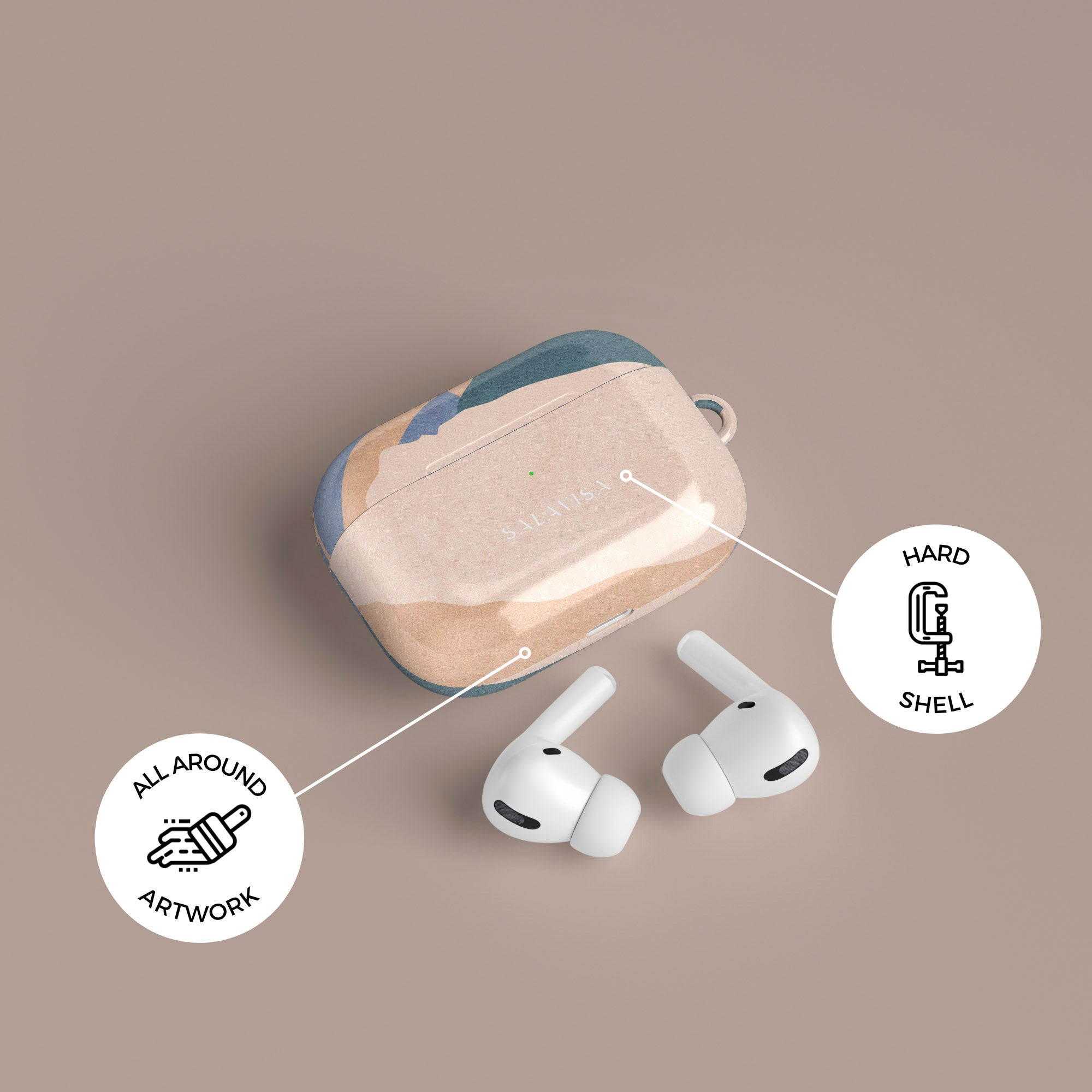 Premium Beige AirPods Case - Soft Silicone Protective Cover for Apple AirPods 1/2/3 & Pro - Cute & Durable with Keychain for Travel, Work & Daily Use