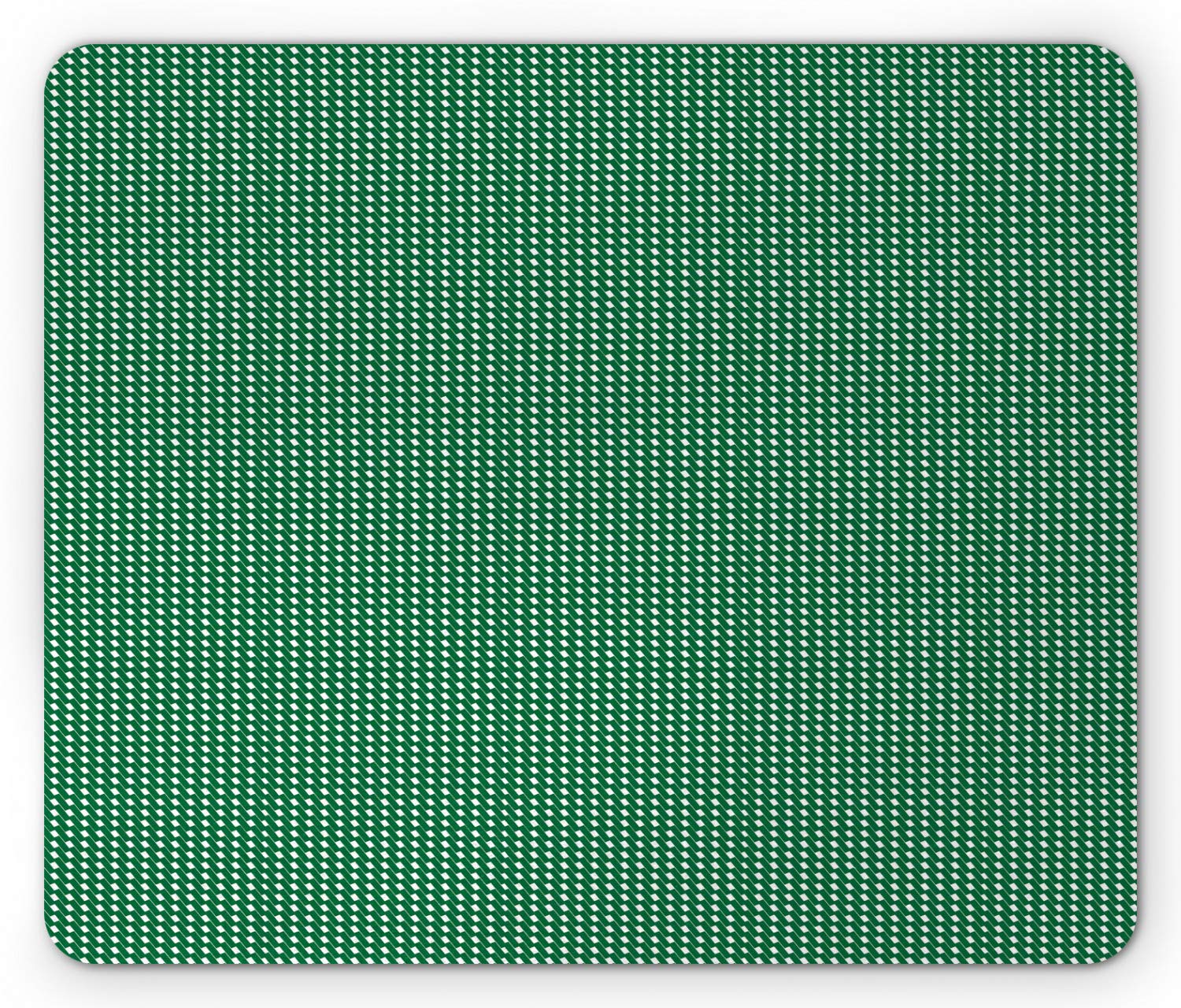 Ambesonne Lattice Mouse Pad - Non-Slip Rubber Gaming Mousepad with Diagonal Line Pattern in Forest Green & White | Standard Size Computer Desk Accessory for Office, Home & Gaming Setup