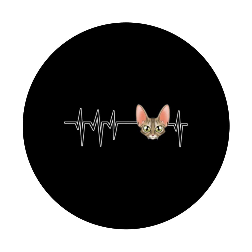 Cat Heartbeat PopSocket - Swappable PopGrip for Cat Lovers | Devon Rex Cat Design | Perfect for Phones, Tablets & Laptops