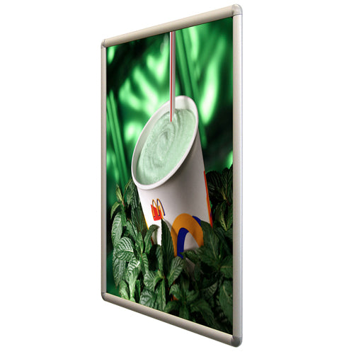 Economy Slim Metal 1 Inch Wide Poster Snap Frame 24x30 Inches with Radius Corners - Black & Silver Finishes for Home, Office, and Retail Displays