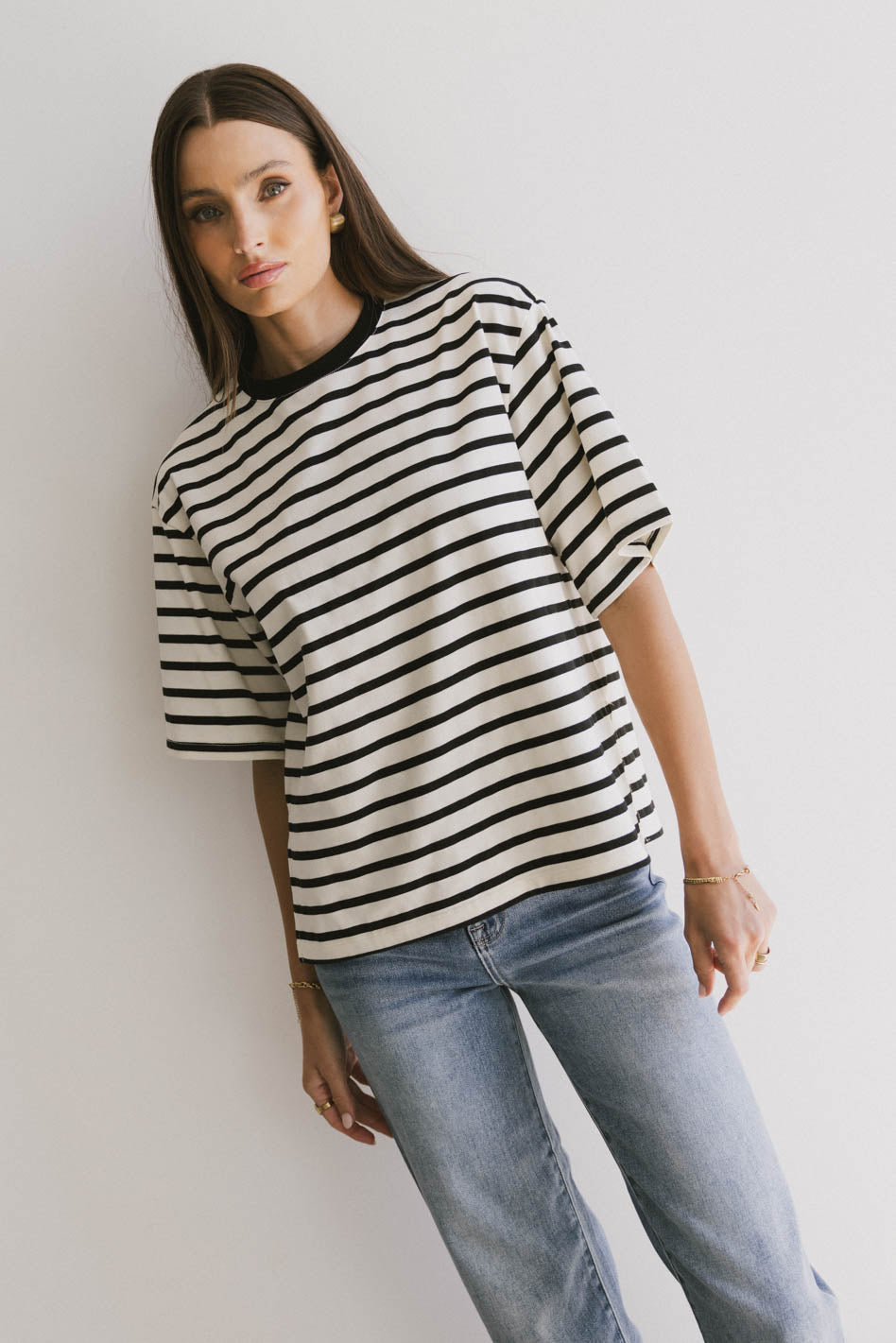 Freddie Striped T-Shirt for Men - Soft Cotton Black Tee - Casual & Comfortable Shirt for Everyday Wear, Outings, and Layering