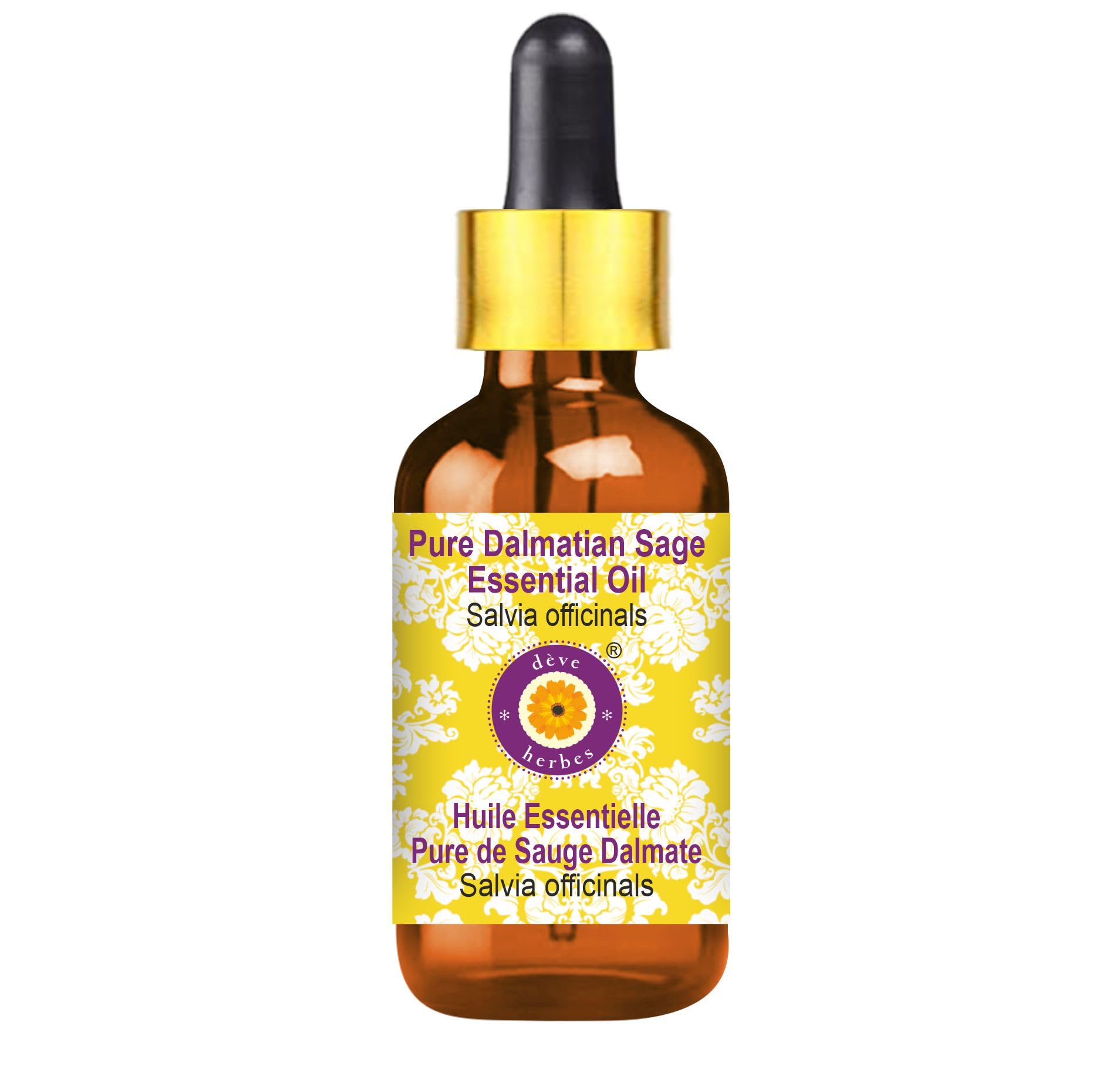 Pure Dalmatian Sage Essential Oil (Salvia officinalis) - 2ml Steam Distilled with Glass Dropper - Aromatherapy, Relaxation & Skin Care