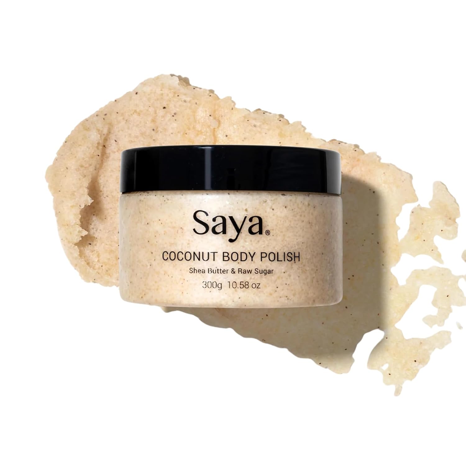 Organic Coconut Body Scrub with Raw Sugar & Sea Salt - Exfoliating Body Polish for Silky Smooth Skin, Dead Skin Cell Removal & Deep Hydration | Anti-Aging Body Cream 300g for Spa, Shower & At-Home Skincare Routine