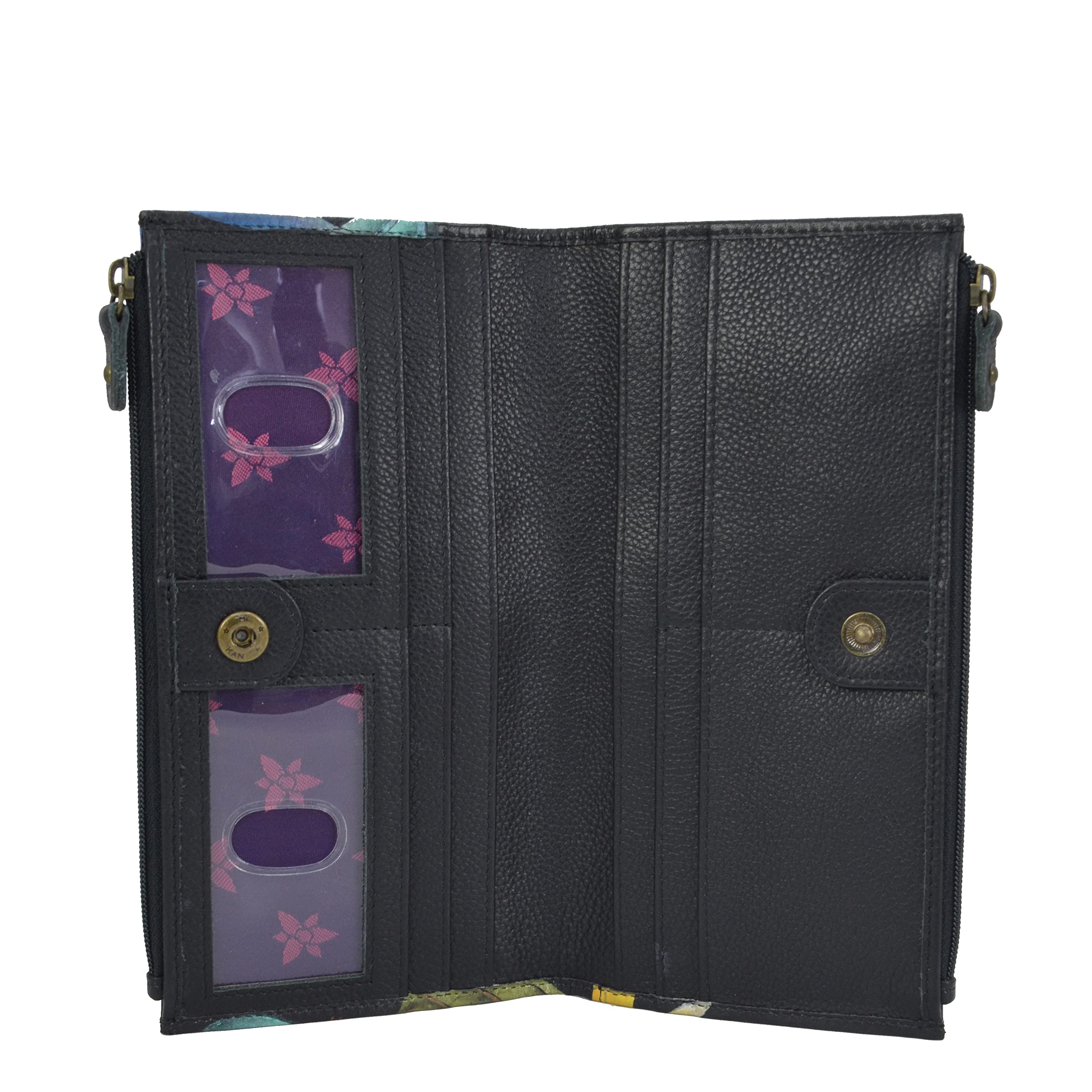 Anuschka Women's Hand-Painted Genuine Leather RFID Blocking Accordion Flap Wallet - Stylish & Secure Credit Card Holder for Travel, Shopping & Everyday Use