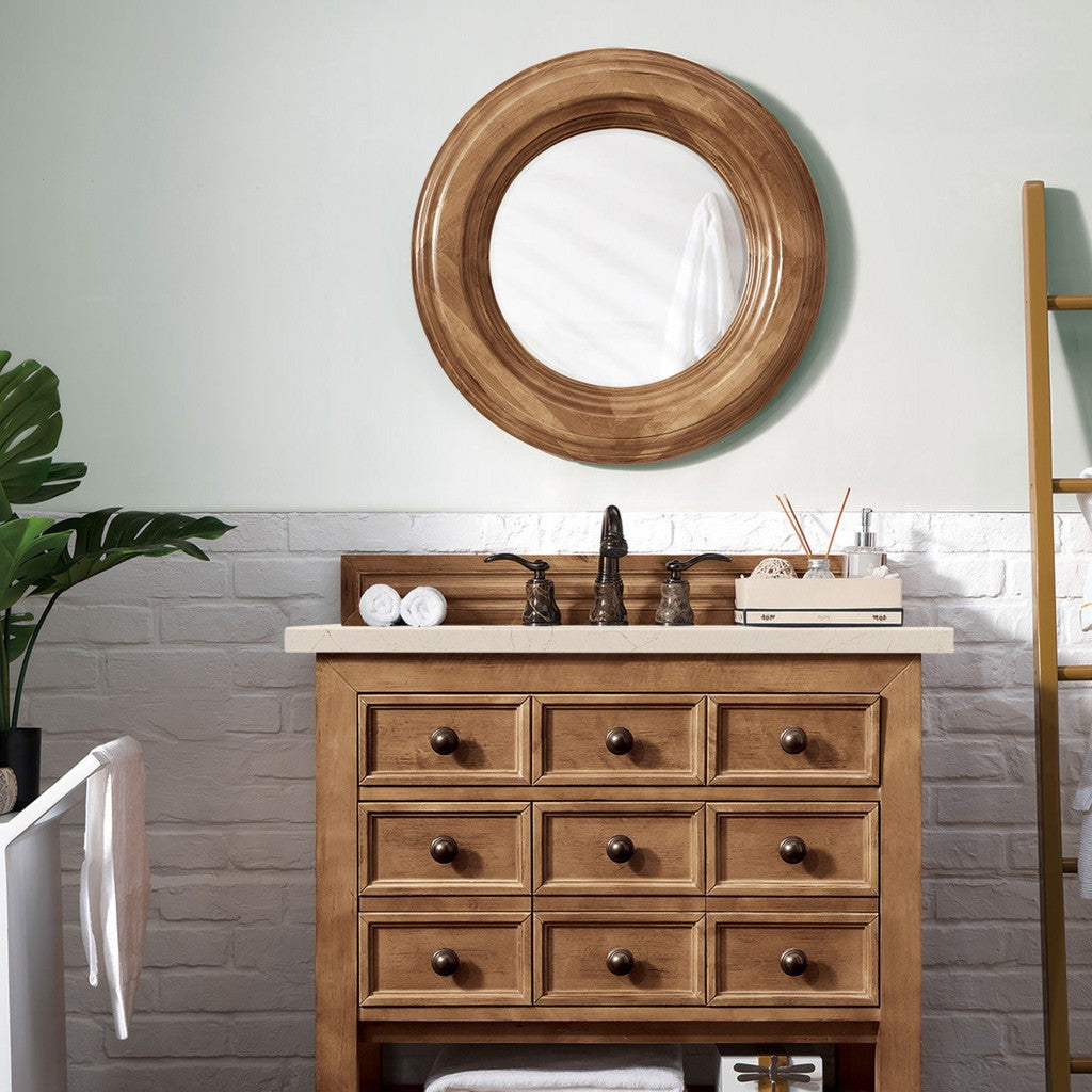 James Martin Vanities Malibu Collection 36-Inch Single Bathroom Vanity in Honey Alder with Countertop Options - Perfect for Modern Bathroom Remodeling and Home Renovation Projects