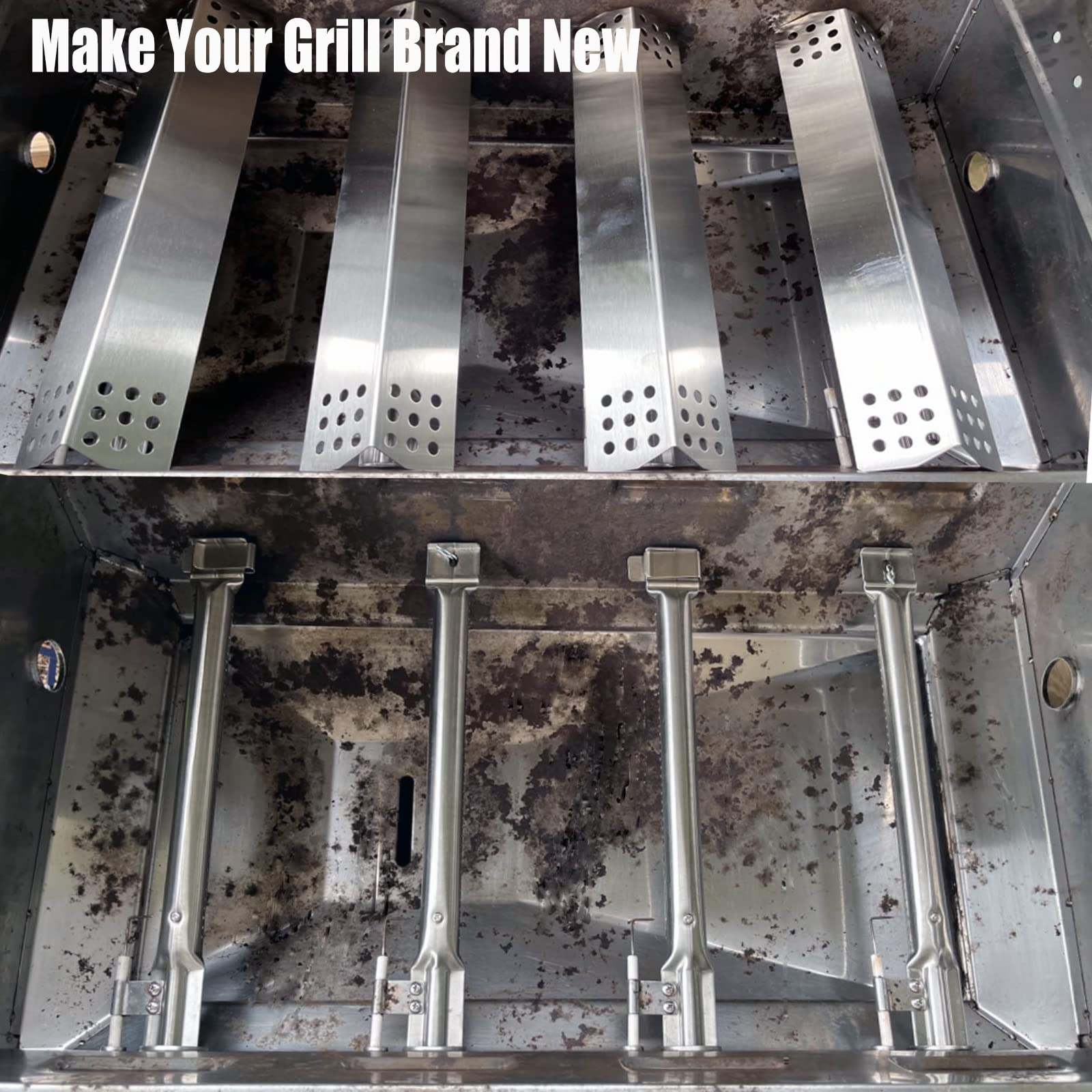 Hisencn Master Forge 1010037 & 1010048 Gas Grill Repair Kit - Stainless Steel Burners & Heat Plates Replacement Parts | Perfect for Backyard BBQs, Camping & Outdoor Cooking