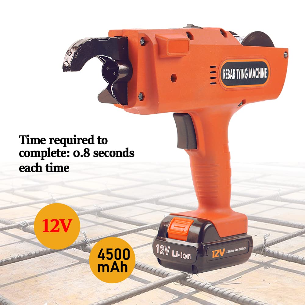 8-34mm Automatic Rebar Tying Machine - Rechargeable Electric Steel Bar Binding Tool for Construction (Orange) | Handheld Tying Tool for Rebar, Rods & Metal Work | Perfect for DIY Projects & Professional Construction Sites